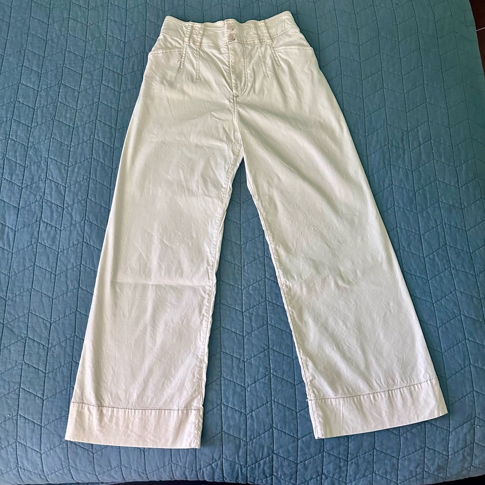 Anthropologie Wide Leg Pants Cream/Beige size 25